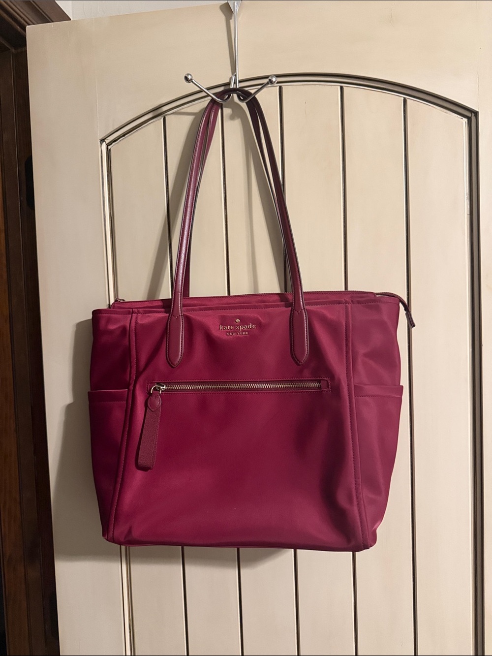 kate spade Magenta Nylon Tote with Front Zip Pocket